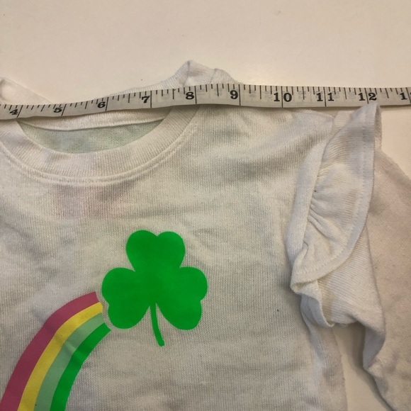 Cat & Jack Baby Girl Shamrock Rainbow Ruffle Long sleeves Pants Two Pc Set 12M - Picture 5 of 10